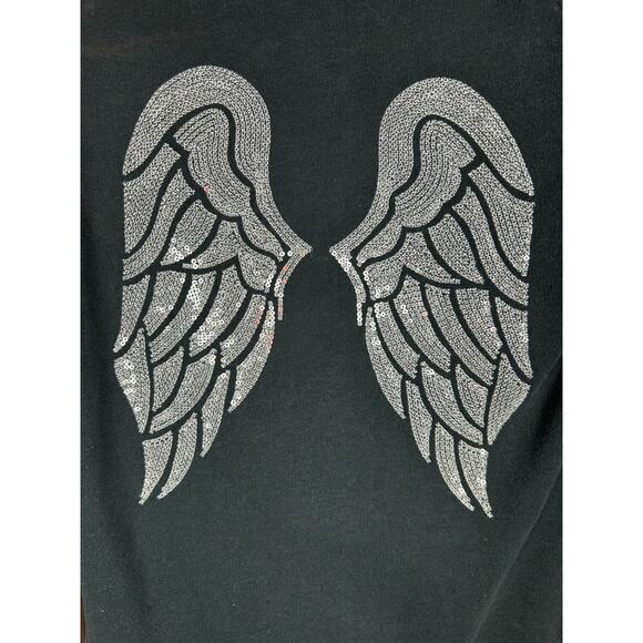 Victoria's Secret Black Angel Wing Sequin Hoodie Zip Up Sweatshirt size XS - Picture 3 of 14